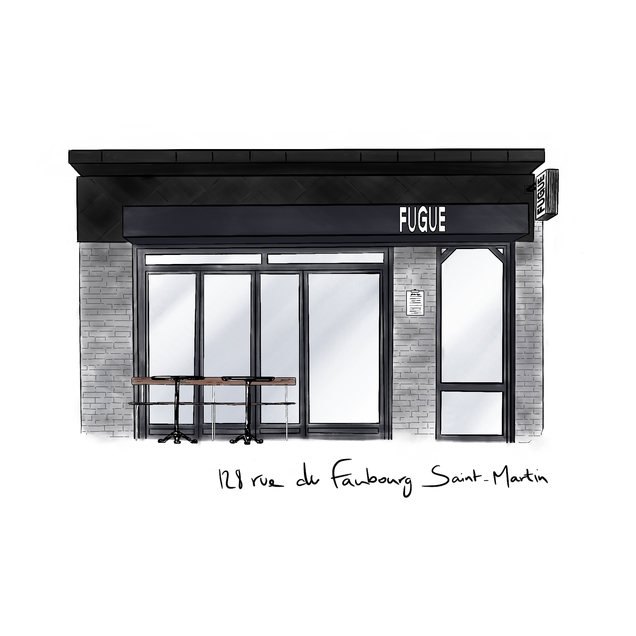 illustration-devanture-restaurant-parisien-design-numerique-fugue-resto-paris-ouverture-affiche-print-post-reseaux-sociaux-instagram-logo